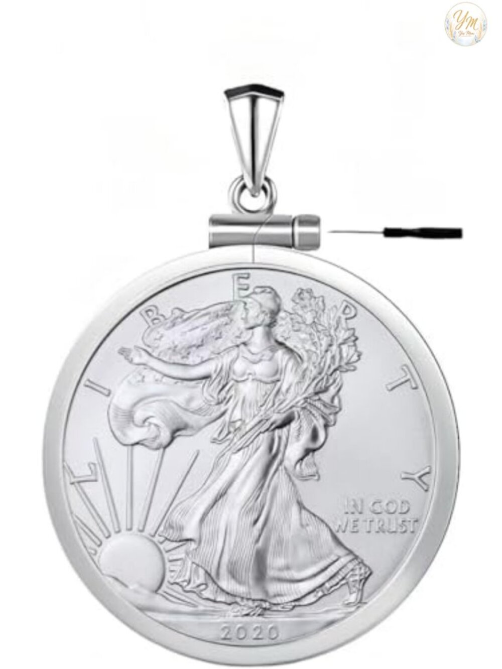 Sterling Silver 1 oz Screw Top Coin Bezel 40.6mm Border - Fits Coin Not Included